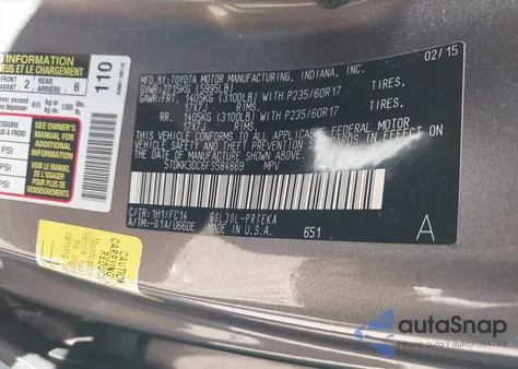 2015 Toyota Sienna Le 8 Passenger z USA, uszkodzony, nr VIN 5TDKK3DC6FS584869